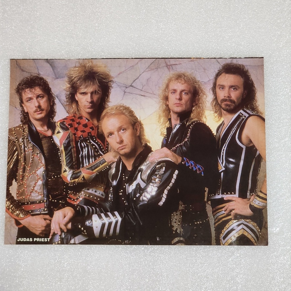JUDAS PRIEST hair metal band Rob Halford vintage poster clipping 8x10 1980s